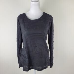 Simply Vera top Sz M long sleeve black scoop neck casual A24